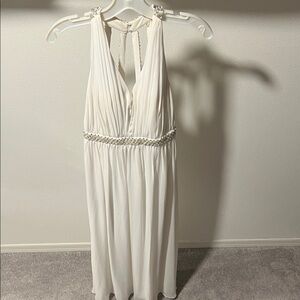 David’s Bridal Ivory Backless Dress with Embellished Straps